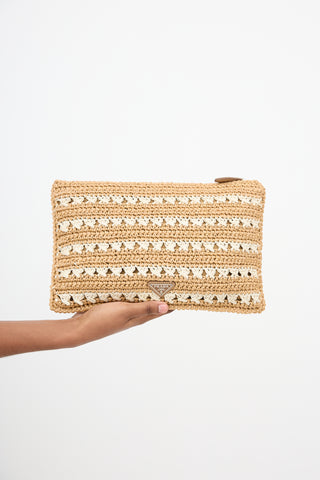 Prada Raffia Stripe Clutch