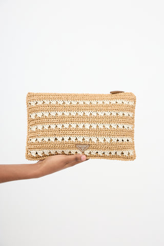 Prada Raffia Stripe Clutch