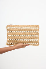 Prada Raffia Stripe Clutch