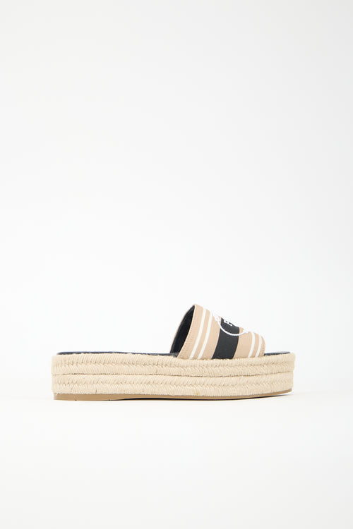 Prada Logo Espadrille Platform Slide