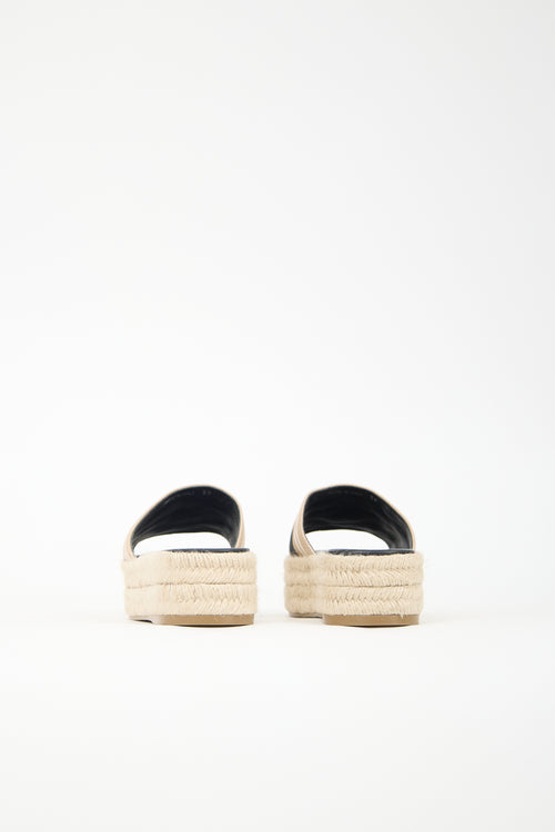 Prada Logo Espadrille Platform Slide