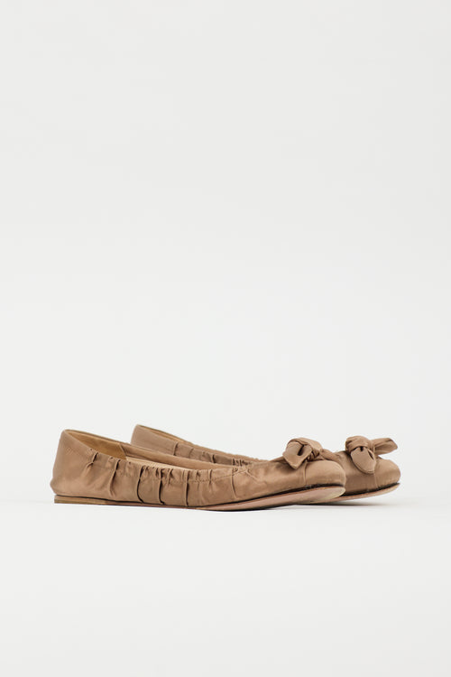 Prada Satin Ruched Flat