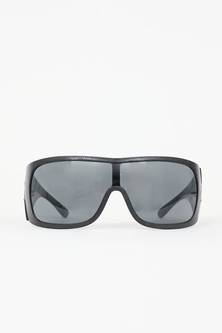 Saffiano Leather Shield Sunglasses