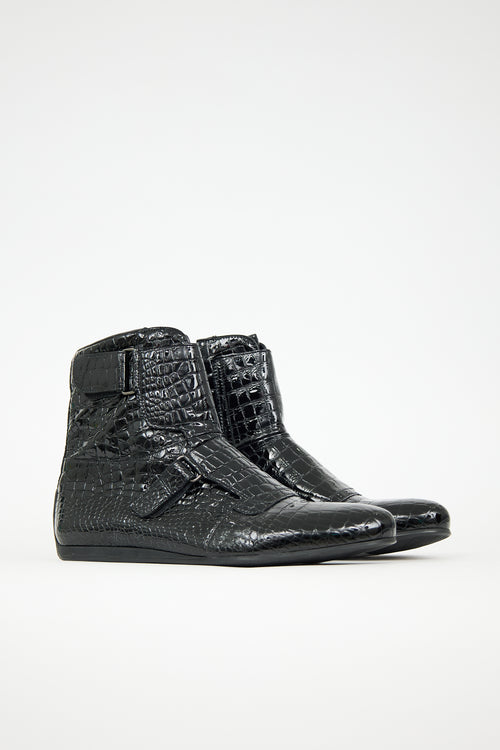 Prada Sport Patent Embossed Boot