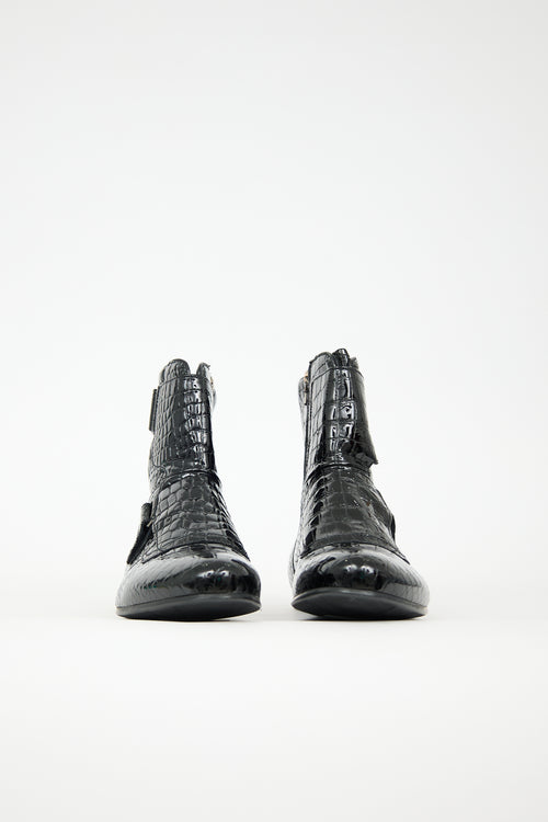 Prada Sport Patent Embossed Boot