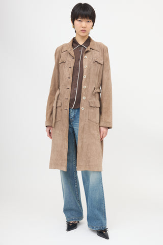 Prada 2007 Suede Belted Coat