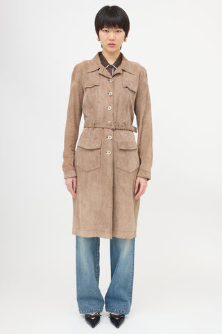 Prada 2007 Suede Belted Coat
