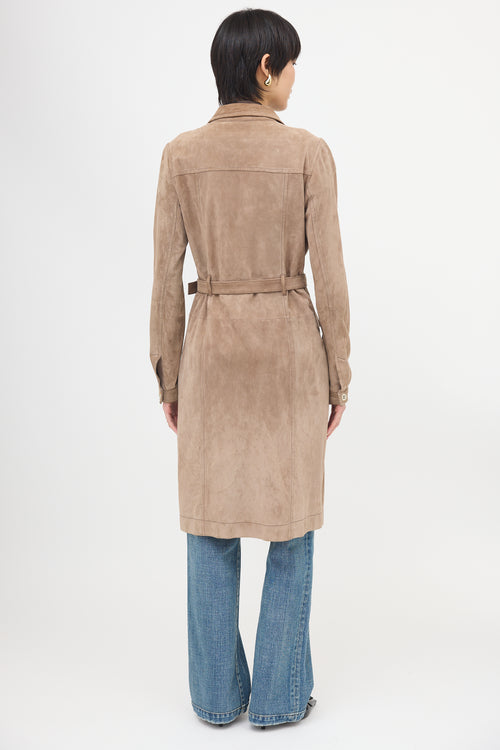 Prada 2007 Suede Belted Coat