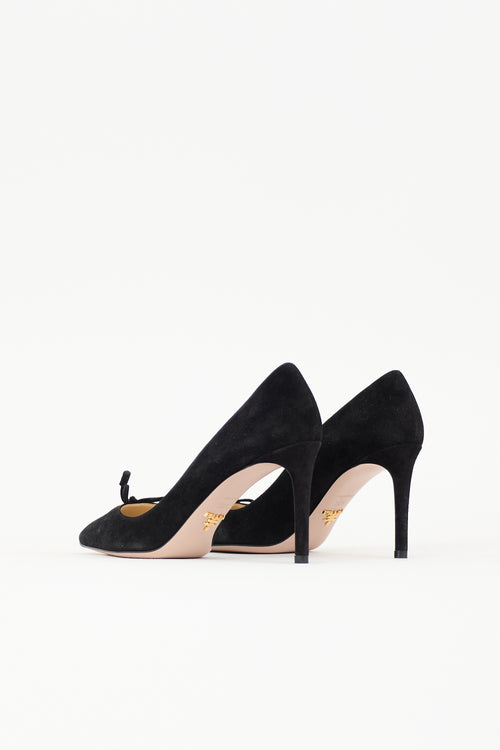 Prada Suede Logo Pump