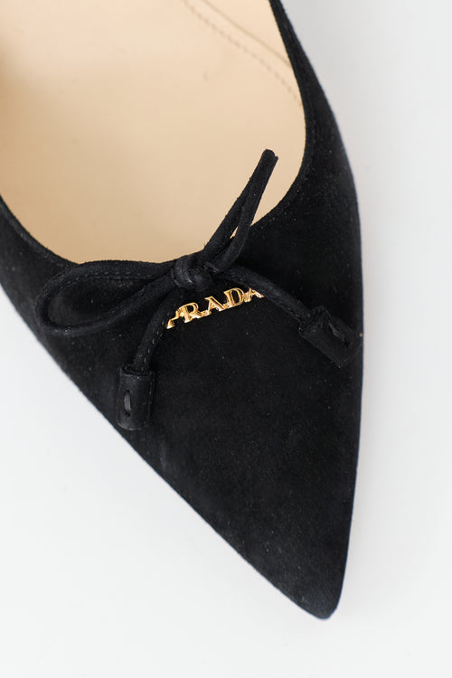 Prada Suede Logo Pump
