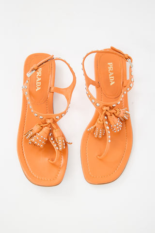 Prada Leather Studded Sandal