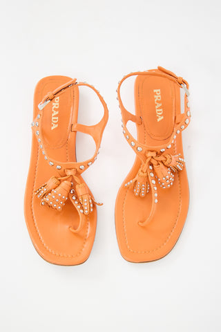 Prada Leather Studded Sandal