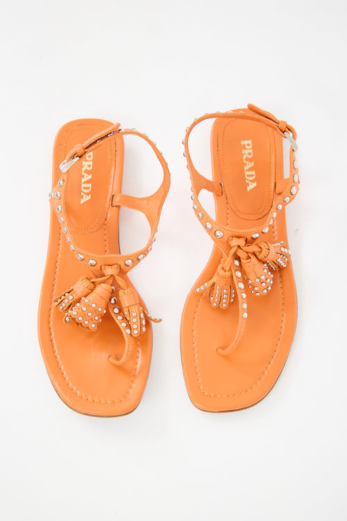 Prada Leather Studded Sandal