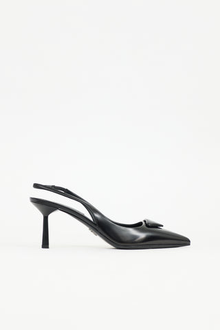 Prada Leather Triangle Slingback Heel