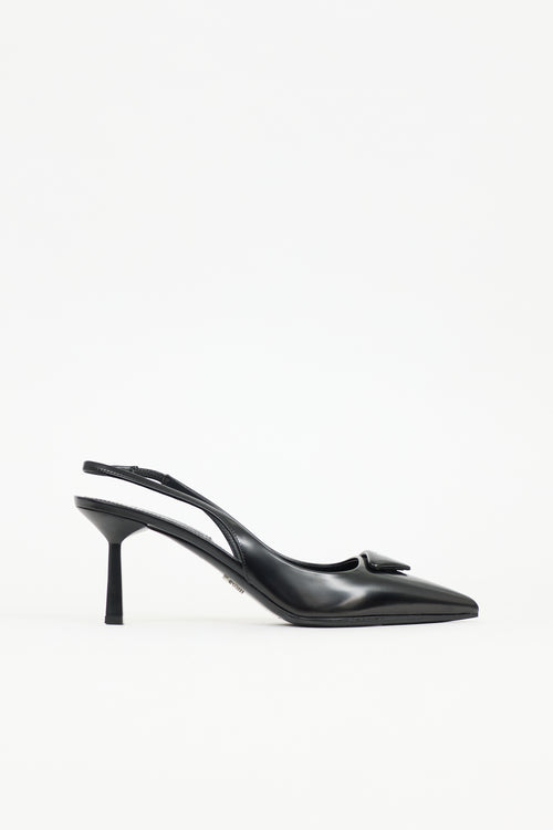 Prada Leather Triangle Slingback Heel
