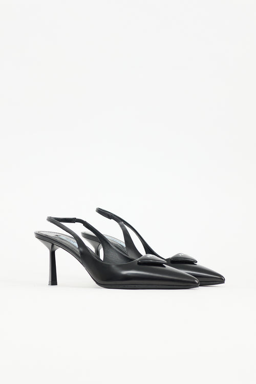 Prada Leather Triangle Slingback Heel
