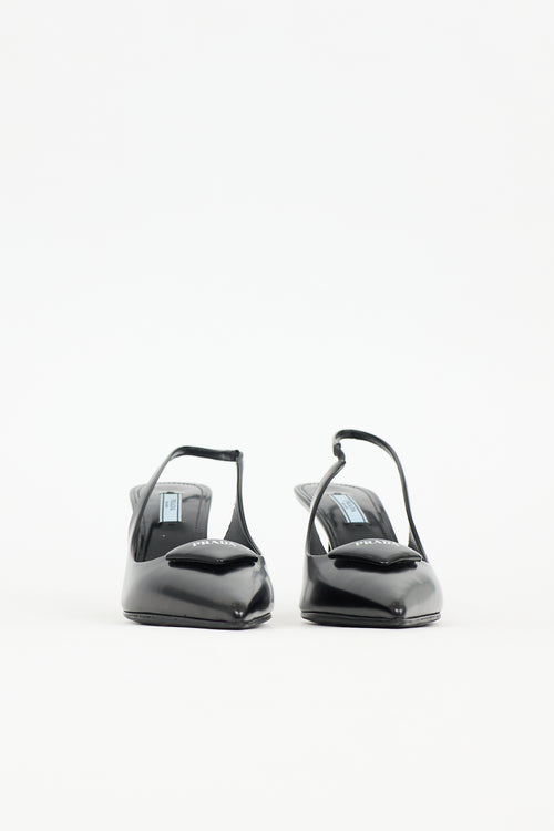 Prada Leather Triangle Slingback Heel