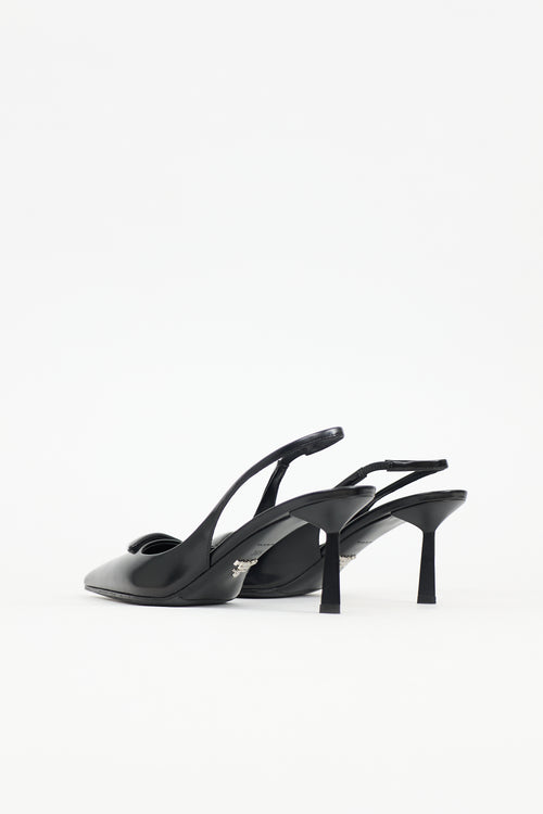 Prada Leather Triangle Slingback Heel