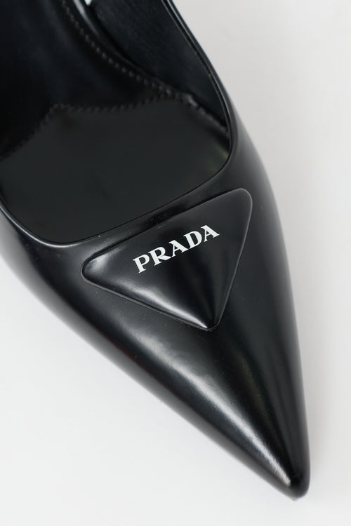 Prada Leather Triangle Slingback Heel