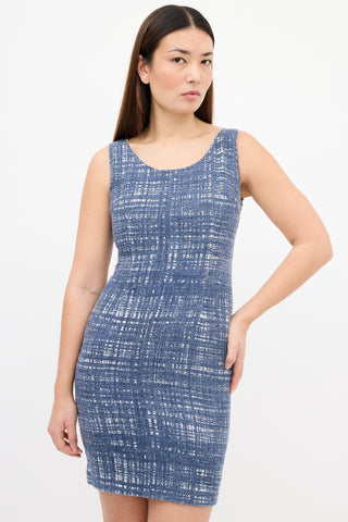Prada Spring 1996 Blue & White Tweed Mini Dress