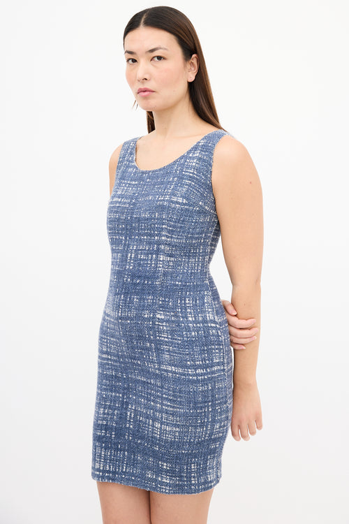 Prada Spring 1996 Blue & White Tweed Mini Dress