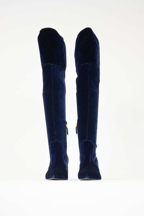 Prada Velvet Thigh High Boot