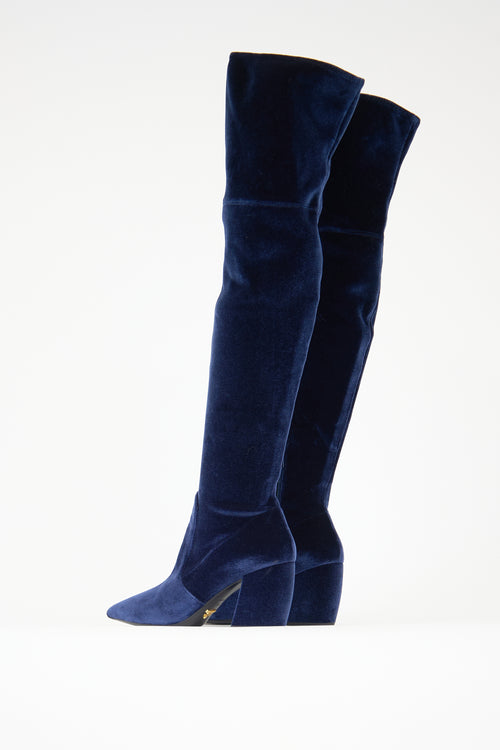 Prada Velvet Thigh High Boot