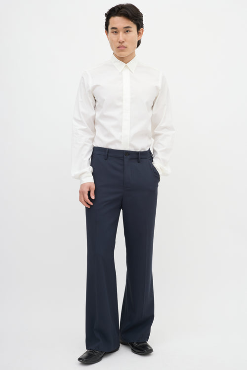 Prada White Satin Trim Shirt