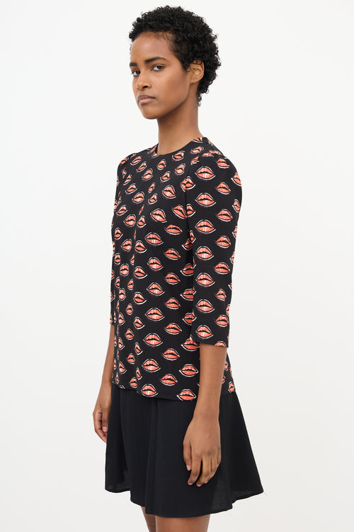 Prada Resort 2016 Crepe Lip Blouse