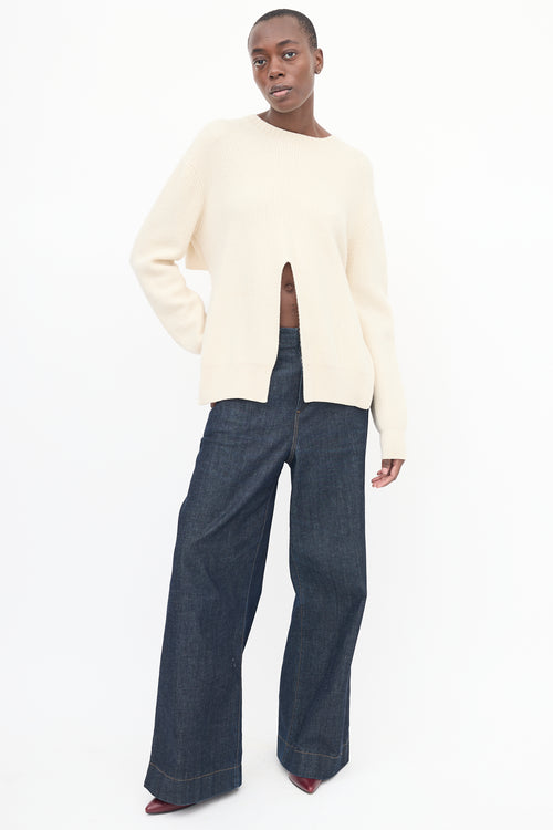 Proenza Schouler Cream Knit Cutout & Tie Sweater