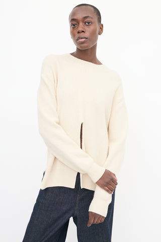 Proenza Schouler Cream Knit Cutout & Tie Sweater