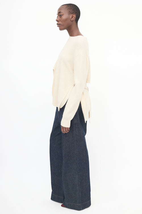 Proenza Schouler Cream Knit Cutout & Tie Sweater