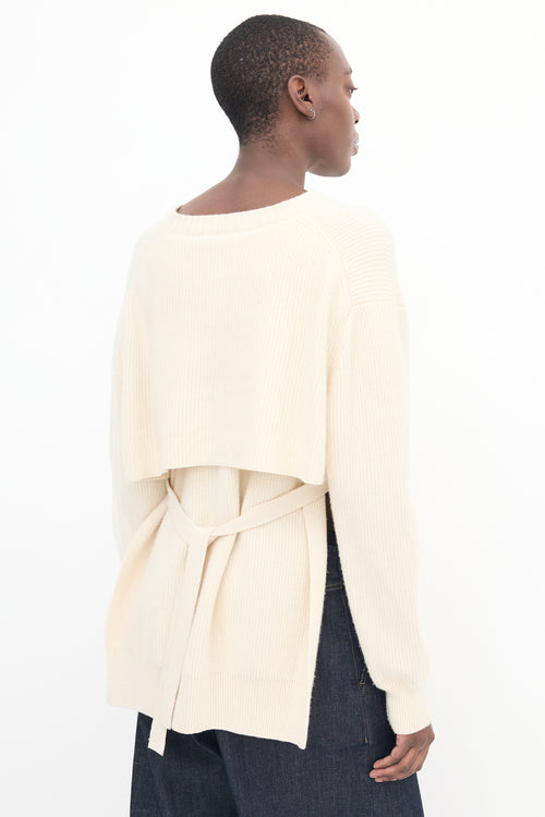 Proenza Schouler Cream Knit Cutout & Tie Sweater