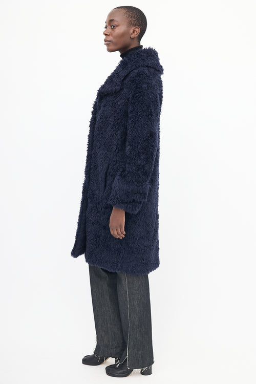 Proenza Schouler White Label Navy Shaggy Coat