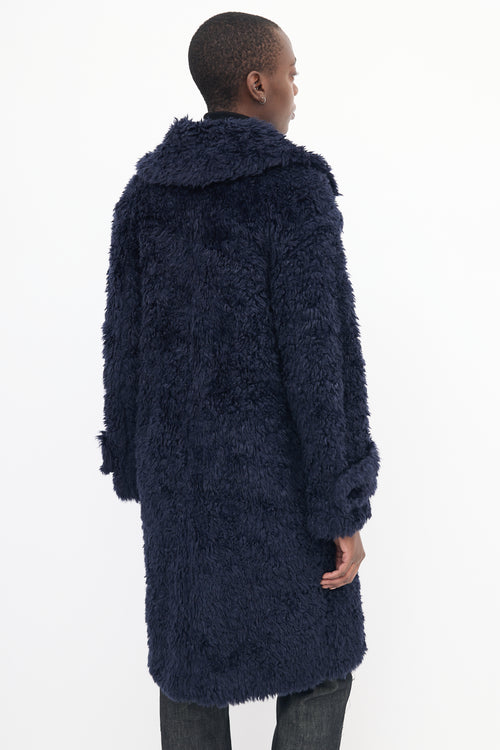 Proenza Schouler White Label Navy Shaggy Coat