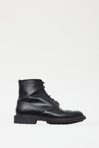 Prada Black Leather Rubber Sole Chelsea Boot