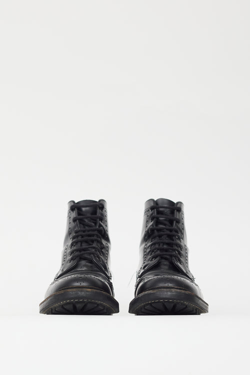 Prada Black Leather Rubber Sole Chelsea Boot