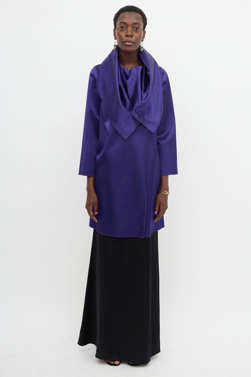 Alberta Ferretti Silk & Velvet Cape Jacket