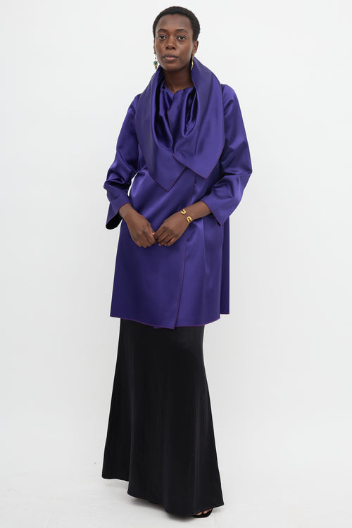 Alberta Ferretti Silk & Velvet Cape Jacket