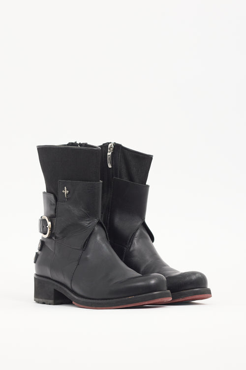 Paciotti Black Leather Buckled Boot