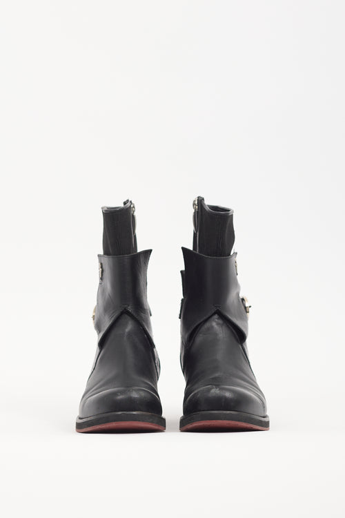 Paciotti Black Leather Buckled Boot