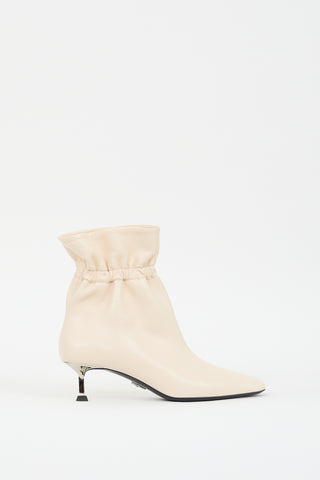 Paciotti Cream Leather Ruched Ankle Boot