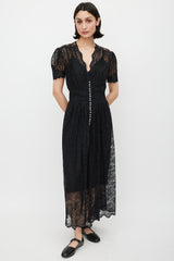 Rabanne Black & Silver Gathered Lace Jewel Dress
