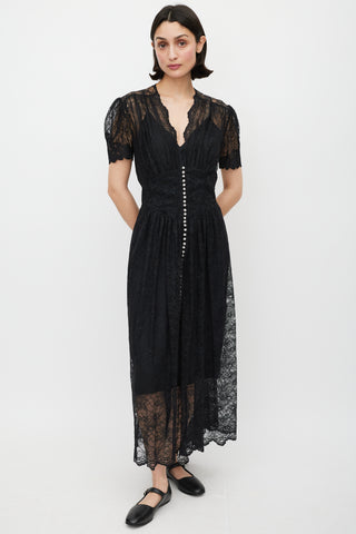Rabanne Black & Silver Gathered Lace Jewel Dress