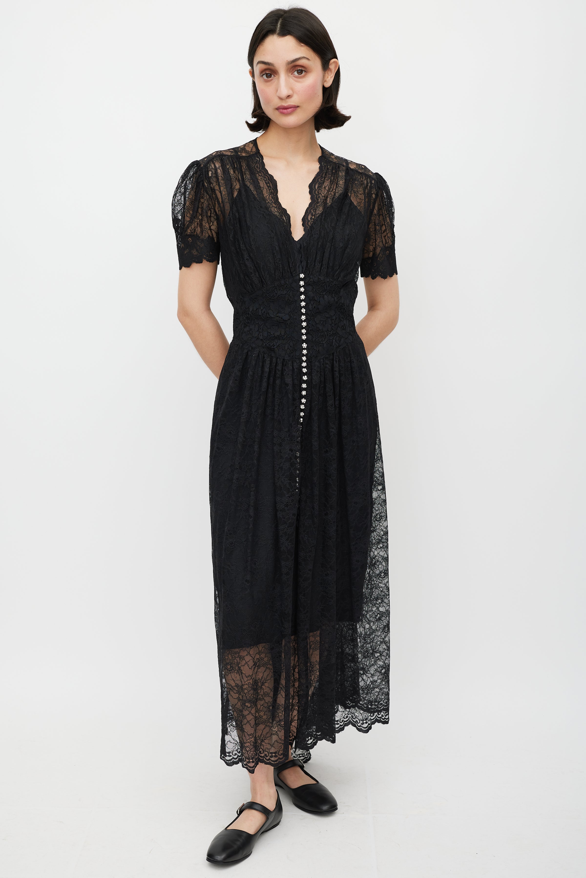 Rabanne // Black & Silver Gathered Lace Jewel Dress VSP Consignment Rabanne // Black & Silver Gathered Lace Jewel Dress VSP Consignment