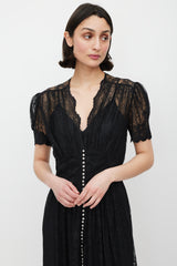Rabanne Black & Silver Gathered Lace Jewel Dress