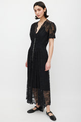 Rabanne Black & Silver Gathered Lace Jewel Dress