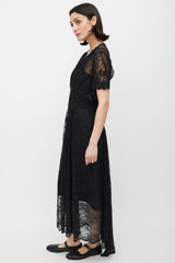 Rabanne Black & Silver Gathered Lace Jewel Dress