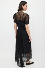 Rabanne Black & Silver Gathered Lace Jewel Dress