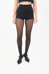 Paco Rabanne Black Nylon & Satin Trim Hot Shorts